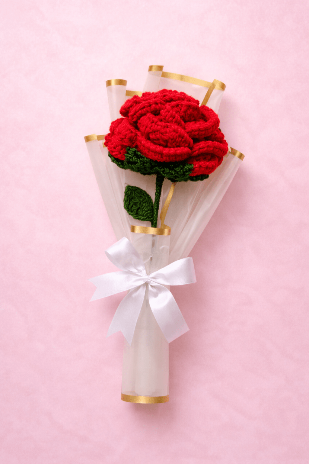 Handmade Crochet Red Rose Bouquet (Single Stem) | Crochet By Pihu - Crochet By Pihu