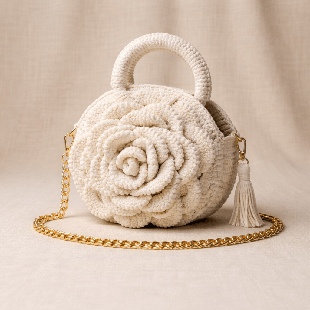 Handmade Crochet Rose Handbag – Elegant Floral Crochet Bag | Crochet By Pihu - Crochet By Pihu