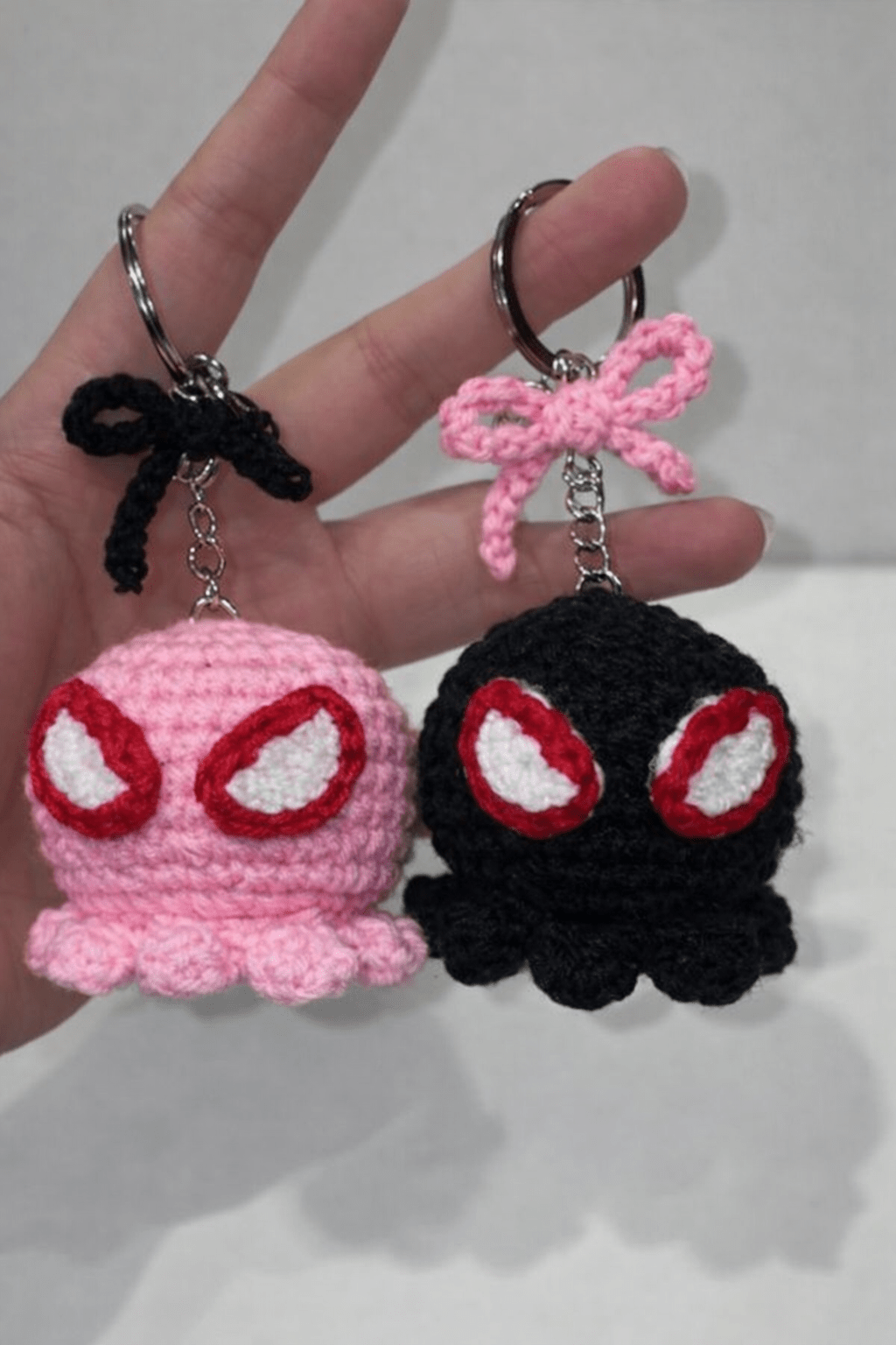 Handmade Crochet Spider Character Keychain – Cute Amigurumi Superhero Style Charm | Crochet By Pihu 🕷️ - Crochet By Pihu