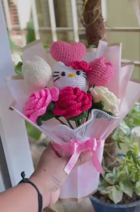 Handmade Crochet Kitty Flower Bouquet – Amigurumi Gift Bouquet | Crochet By Pihu