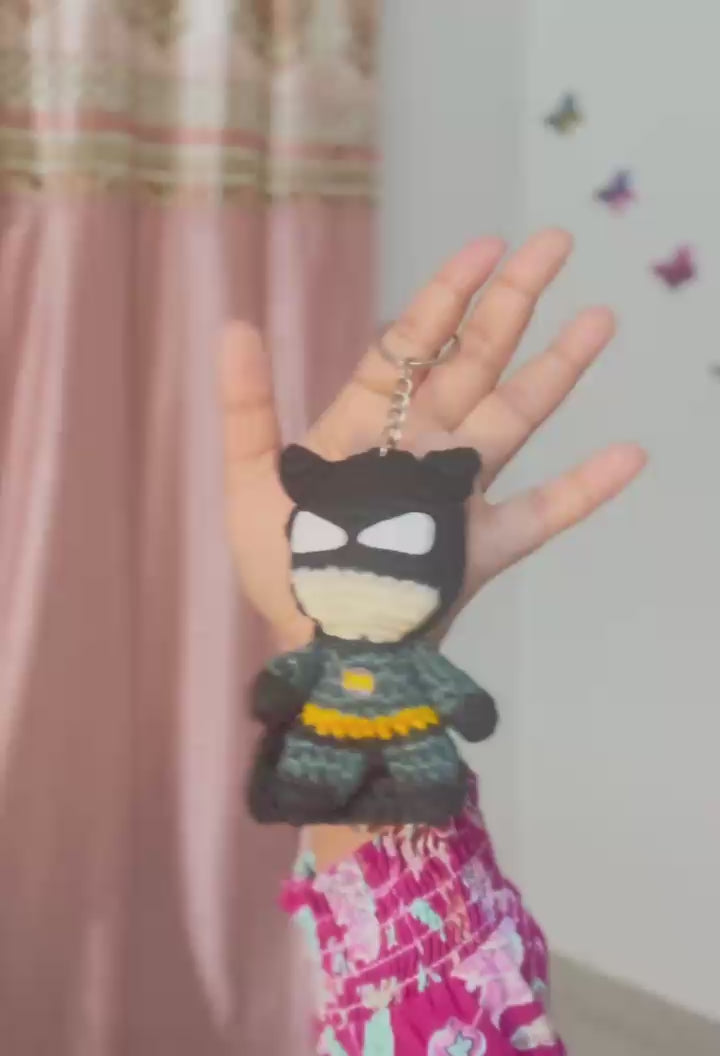 Handmade Crochet Batman Superhero Keychain – Amigurumi Character Keychain | Crochet By Pihu
