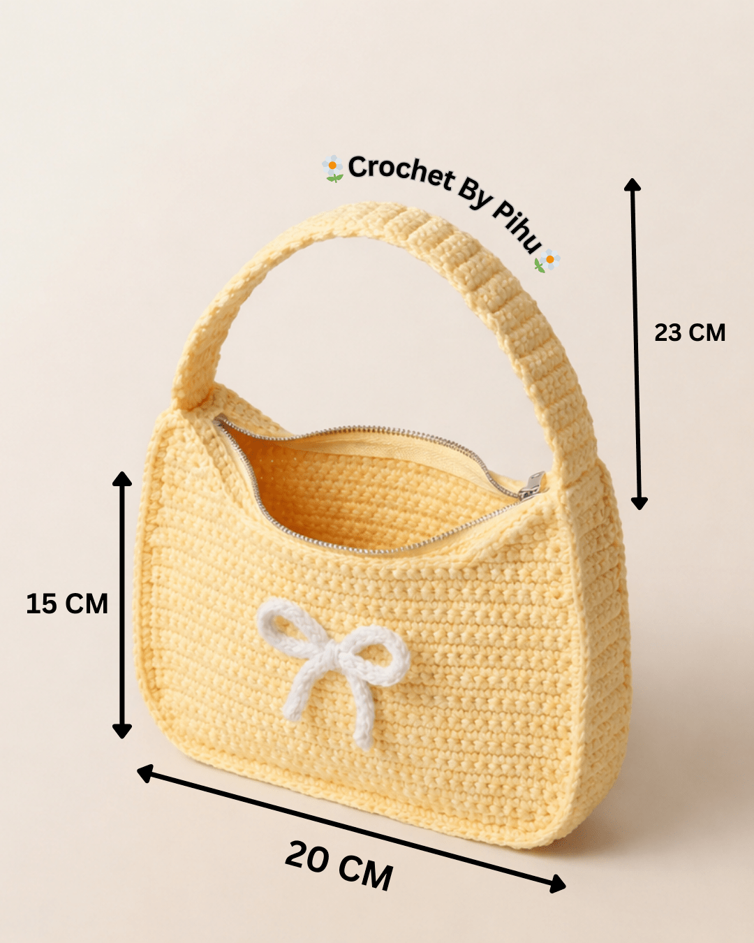 Rosé Bow Crochet Mini Bag - Crochet By Pihu